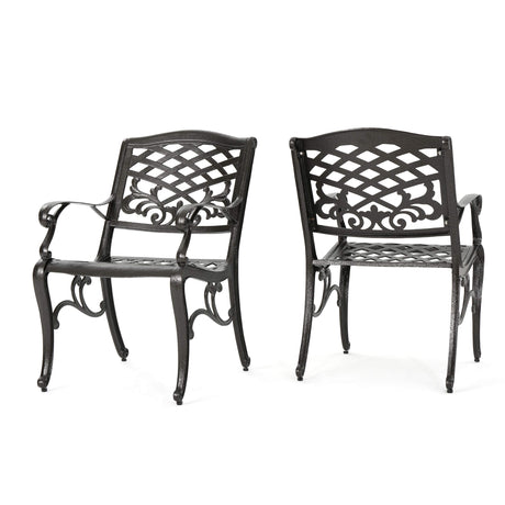Christopher Knight Home Sarasota Outdoor Cast Aluminum Outdoor Chairs, 2-Pcs Set, Hammered Bronze Christopher Knight Home