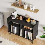 ChooChoo Record Player Stand, Turntable Stand with Vinyl Storage, Record Player Cabinet Up to 350 Albums, Cube Storage Organizer for Living Room, Black ChooChoo