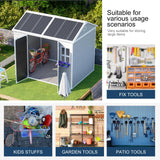 8x6 FT Resin Storage Sheds with Floor Windows, Waterproof Plastic Outdoor Shed Kit, Outside Tools Sheds for Backyard Garden Patio Lawn WELYAS