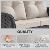 Belord Outdoor Glider Bench Patio Loveseat - 500 Lbs Weight Capacity 2 Seater Wicker Sofa, Small Porch Glider Furniture All Weather Rattan Couch with Removble Cushion for Balcony Deck Backyard, Black Belord