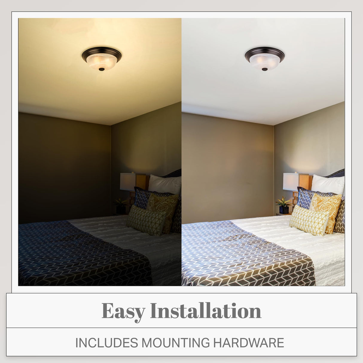 DESIGNERS FOUNTAIN 2-Light Flush Mount Ceiling Light, 11 Inch Lighting Fixture for Kitchen, Bedroom, Bathroom, and Hallway, White Alabaster Glass, Oil Rubbed Bronze, 1257S-ORB-AL DESIGNERS FOUNTAIN