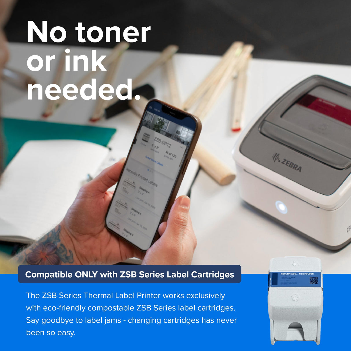 ZEBRA ZSB Series Thermal Label Printer 4" 300 dpi, Wi-Fi Printing, Supports UPS/USPS/FedEx, Barcodes, Custom & Shipping Labels, Print Anywhere, 4x6 Home & Office Shipping Label Printer ZEBRA