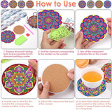 ijbnhd Mandala Diamond Painting Coasters Kit with Holder, DIY Diamond Art Coasters Cork Wooden Pad Board Double Layer is Strong and Wear-Resistant for Beginners Adults Art Craft Supplies Gift 4X4IN ijbnhd