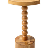 COZAYH Farmhouse Pedestal End table, Rustic Wood Drink Table with Base, Round Martini Table for Small Space Living Room, Bedroom, Natural Wood Color COZAYH