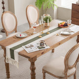 duduta Sage Green Macrame Table Runner 72 inch Long, Rustic Farmhouse Dresser Covers Boho Summer Coffee Table Decor duduta