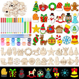Mootycapa 24 Pcs Christmas DIY Wooden Magnets to Paint, Xmas Holiday Glow in The Dark Wood Painting Crafts, Santa Claus Fridge Magnets Craft Kits for Boys Girls Adults Family Home Party Activities Mootycapa