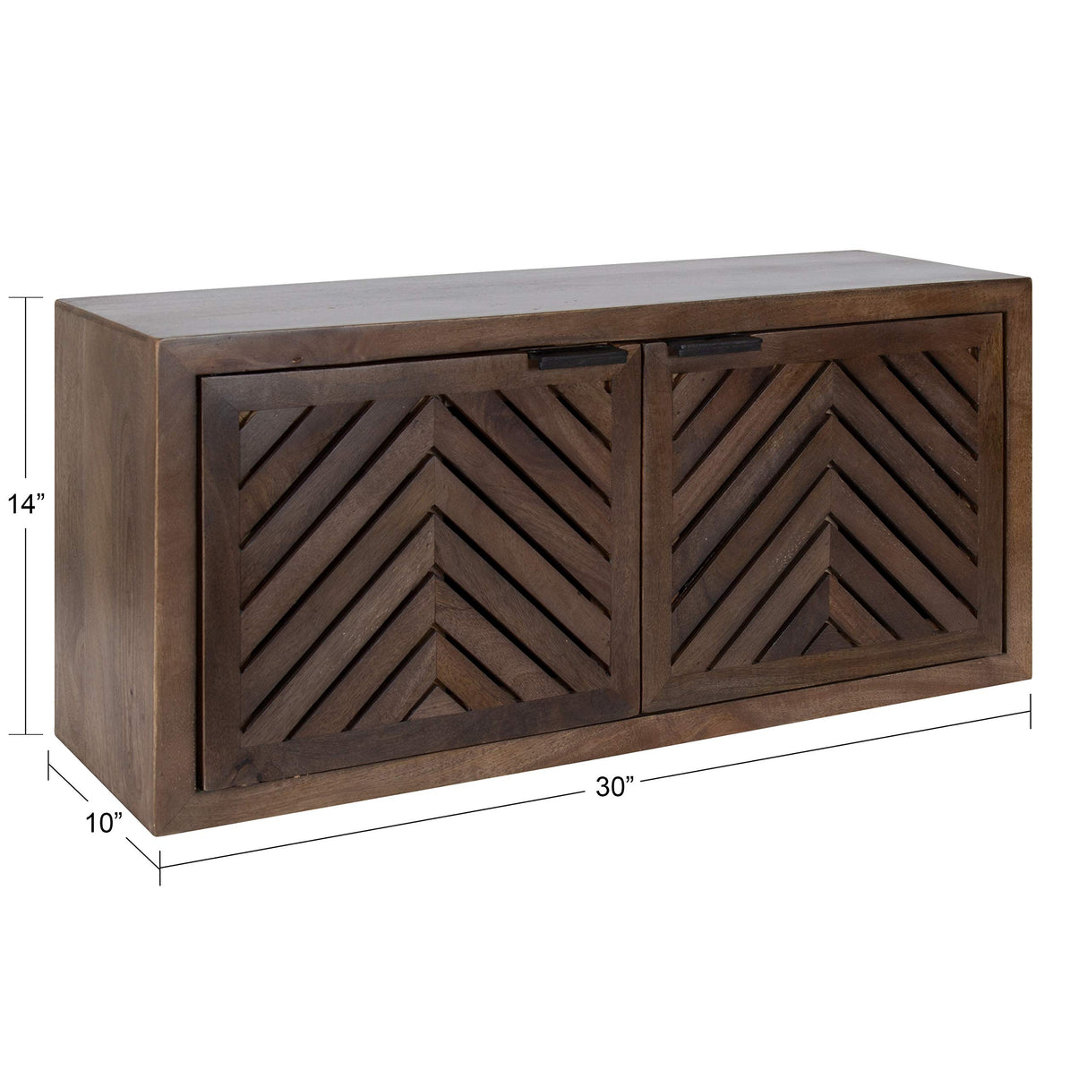 Kate and Laurel Mezzeta Decorative Coastal 2-Door Wall Cabinet, 30 x 10 x 14, Natural Wood, Decorative Modern Storage Cabinet with Doors Kate and Laurel