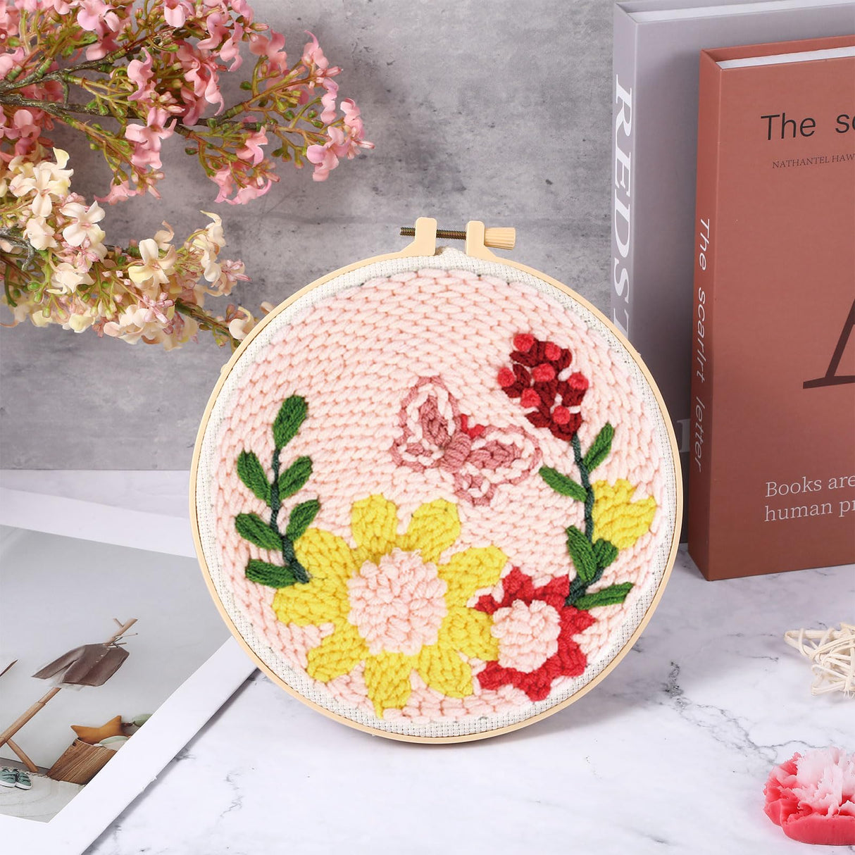 Fanmayhe Punch Needle Kit, Punch Needle Kits Adults Beginner, Embroidery Kit for Beginners Adults and Kids Include Embroidery Cloth with Pattern Thread Needle Threading Tool Instruction Fanmayhe