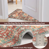 Yamaziot Washable Runner Rug, 2x8 Non-Slip Boho Vintage Hallway Rug Runner with Rubber Backing, Stain Resistant & Low Pile Faux Wool Distressed Carpet Runner for Bedroom, Kitchen, Laundry, Entrance Yamaziot