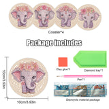 4 Pcs Diamond Painting Creative Coasters DIY Animal Elephant Diamond Art Coasters Diamond Painting Kits Diamond Non Slip Coaster for Beginners Adults Home Dining Decors Art Crafts antor