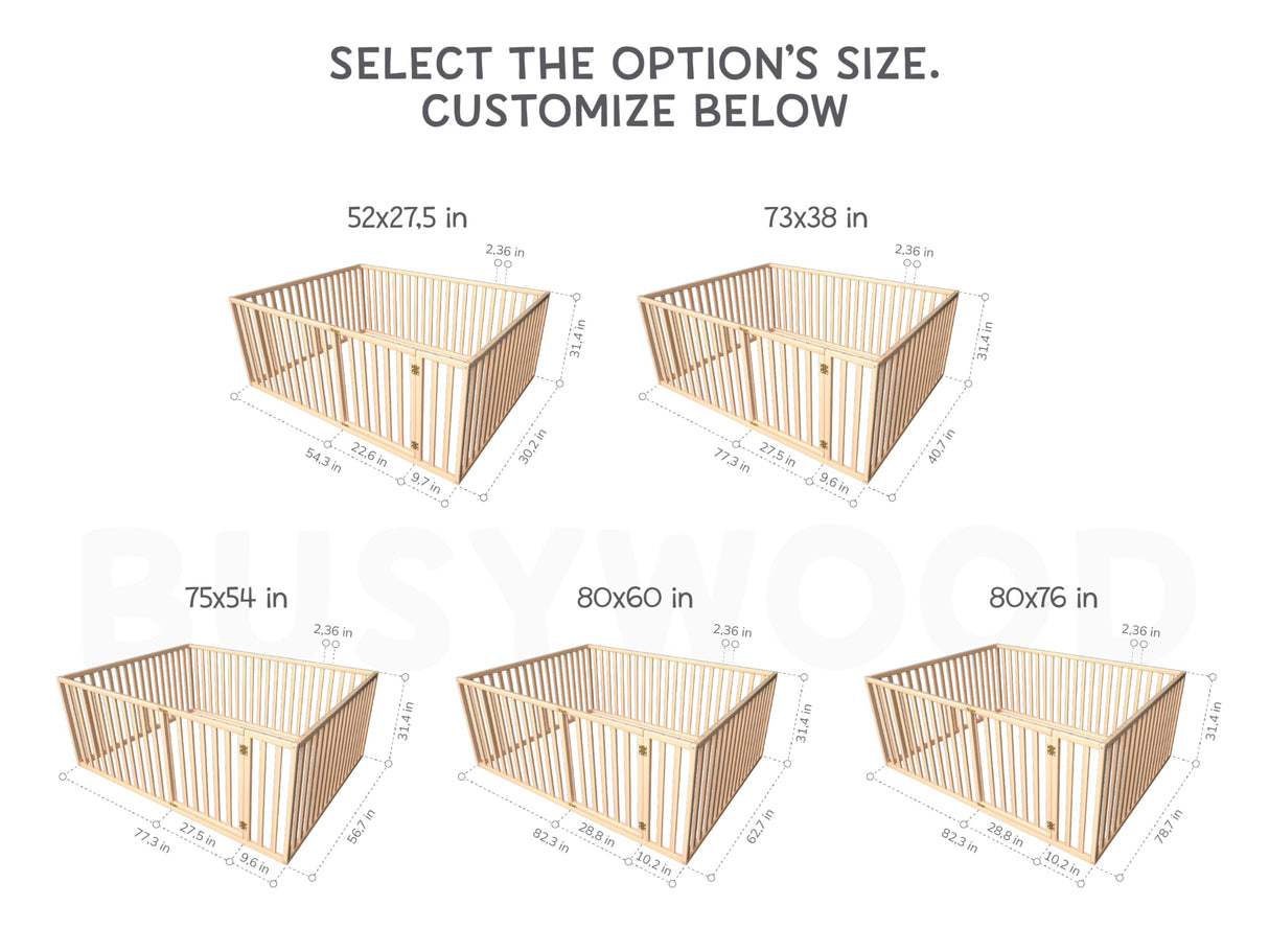 BUSYWOOD Montessori Floor Bed with Rails - Kids Bed Frame - Floor Bed Frame Toddler - Toddler Bed - Montessori Bed - Toddler Floor Bed - Montessori Floor Bed - Toddler Bed Frame (Model 6.3, Floor bed) BUSY WOOD