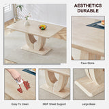 JUFU Modern Wooden Dining Table Set for 6,Rectangula Kitchen Table Set with Faux Marble Tabletop＆6 Pu Leather Upholstered Chairs Ideal for Dining Room, Kitchen JUFU