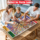 Puzzle Board with Drawers and Cover Rotatable 360-Degree Wheels 1000 Pieces Lightweight Portable Wooden Puzzle Table for Adults Kids 30'' x 22'' PETAZA