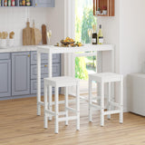 Cozyman 45 Inch Acacia Wood Bar Table and Stools Set in White for Dining and Entertaining Cozyman