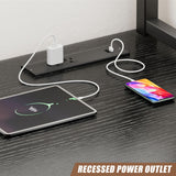 Flycity L Shaped Desk Gaming Desk, 50 Inch Corner Computer Desk with Electrical Outlet & LED Lights, L Shaped Gaming Desk with Storage Racks & Dual-End Hooks Adaptable to Home Office & Gaming, Black Flycity