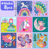 EZCRA Easy Arts and Crafts for Kids - Fun Gem Sticker Kit - 8 Unicorn Princess Themes, 990+ Stickers - Gem Art for Kids - Diamond Art Kits - Gifts for Girls Ages 3-8 EZCRA