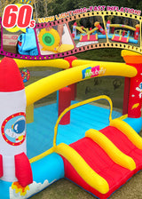 Whubefy Inflatable Bounce House for Big Kids 3-12 with Double Racing Slide & 3 Punching Bag Obstacle Course | Large Space Rocket Blow Up Bouncy Castle 13.1x11.2x7.1ft w/Blower, Indoor Outdoor Fun 8-12 Whubefy