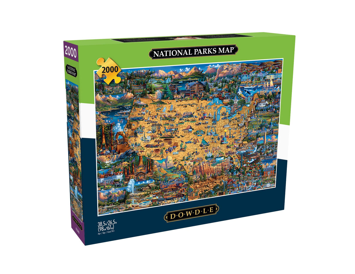 Buffalo Games - Dowdle - National Parks Map - 2000 Piece Jigsaw Puzzle for Adults Challenging Puzzle Perfect for Game Nights - Finished Size 38.50 x 26.50 Buffalo Games