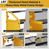 LBT Power Tool Organizer With Charging Station,Patented,Heavy Duty Steel,6 Drilling Rig Sizes With Hooks And Screw Boxes,6 sockets,Easy To Install Garage Storage Rack,Great Gift For Men, Yellow LBT
