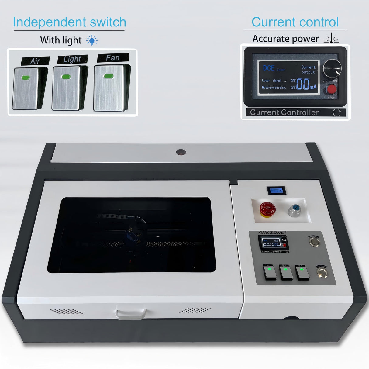 ANKZONE 40w Laser Engraver (8" X 12"),Cutting Wood,Acrylic,Decor& More. Desktop CO2 Laser Engraver & Cutter for Beginners with DIY Design,Air-Assisted, Honeycomb Panel ANKZONE