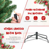 Goplus 8ft Pre-Lit Slim Pencil Christmas Tree, Artificial Skinny Xmas Tree with Quick Shape Technology, 671 Lush Branch Tips, 250 Warm White LED Lights, Slender Holiday Tree for Home Office Decoration Goplus