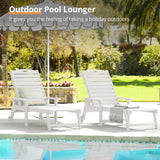 LUE BONA Outdoor Chaise Lounge Chairs Set of 2, HDPS Material, 3-Year Warranty, Patio Lounge Chair with Adjustable Backrest, Resin Pool Lounge Chairs with Wheels for Outside, Poolside, Beach, White LUE BONA