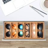 Lunavita 6-Slot Sunglasses Organizer Tray, Sunglasses Storage Case, Eyeglass Display Eyewear Display Box,Jewelery Display Organizer Tray, Natural Bamboo Lunavita