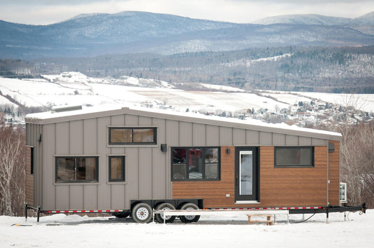 Tiny RV Mobile House with Downstairs Bedroom, Loft, Full Kitchen & Bathroom - Family-Friendly Design with Upraised Living Area, Cedar/Steel Exterior, Double-Pitched Roof - Perfect for Full-Ti - WoodArtSupply