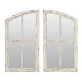 Jolene Arch Window Pane Mirror, Rustic Style Distressed Wood, Decorative Wall-Hanging Mirror, Easy Mount, Wall Mount Mirrors for Bedroom, Bathroom, Living Room (Set of 2) Aspire