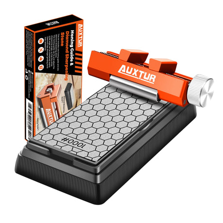 AUXTUR Sharpening Stone with Honing Guide Tool Set for Woodworking,Flattening Stone,Complete Sharpening System Woodworking Tools for Chisel Sharpening and Plane Restoration(guide+stone) AUXTUR