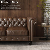 LaiBiKe Leather Brown Sofa for Living Room Chesterfield 3 Seater Couch Sofa Comfortable Soft Sturdy Durable Furniture for Office Bedroom Apartment Hotel Place (03-Brown-80) LaiBiKe