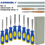 Lulu Home 13 PCS Wood Chisel with Canvas Bag, Wood Carving Tool Set Including Steel Beveled Chisel Tools with Rubber Handles, Rasps and Sharpening Stones for Woodworking Lulu Home