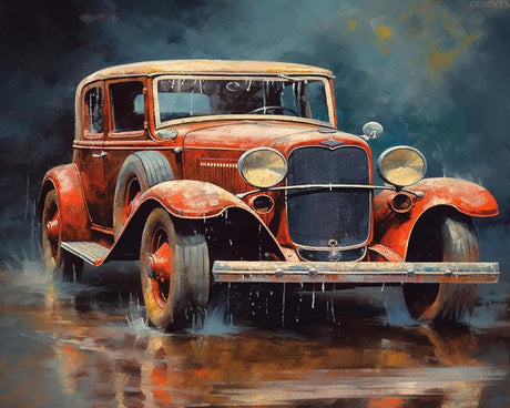 OKSGYTA Paint by Numbers Retro Car Trucks Pickup Classic Cars DIY Canvas Oil Painting Kit Adults Beginner, Pre-Printed Canvas Arts Craft for Home Wall OKSGYTA