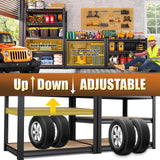 AOJUFEO 72" H Garage Shelving Heavy Duty 5-Tier Storage Shelves, 2200 lbs Adjustable Metal Shelving Unit, Utility Storage Rack Shelf for Garage, Basement, Pantry, Black 72''H x 35.5''W×16''D AOJUFEO