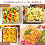 E-far 6/8/9-Inch Square Cake Pan Set, Stainless Steel Square Baking Brownie Pans Metal Bakeware Set of 3, Non-toxic & Healthy, Easy Clean & Dishwasher Safe E-far