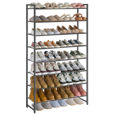 Nunsino Shoe Rack, Metal Shoe Organizer, 8 Tier Garage Shoe Rack Max Holds 40 Pairs,Shoe Storage Shelf for Closet,Entryway, Black