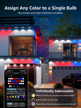 Lepro E1 AI Permanent Outdoor Lights APP Control, 150ft 90 LED Smart RGB+IC+Warm/Cool White House Eave Lights for Halloween Christmas, Alexa Google Enabled 2.4 GHz WiFi/Bluetooth, NO Remote Controller Lepro