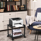 Cakokow Under Desk Printer Stand - 2-Tier Industrial Mobile Printer Table with Storage Shelf, Heavy Duty Wood Rolling Printer Cart with Wheels for Home and Office,Classic Black Cakokow