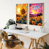ZXQL 2 Pack Sunflower Paint by Numbers Kit for Adults Beginners, 16" W x 20 L Paint by Numbers for Adults Rolled up Canvas for Painting Home Decor Creative Wall Art with Nice Gift Box ZXQL