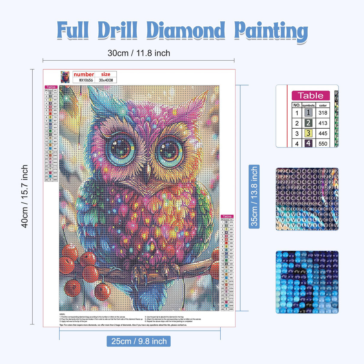 NAIMOER Owl Diamond Painting Kits for Adults, DIY 5D Diamond Painting Animals, Full Drill Bird Diamond Art Kits Perfect for Relaxation and Home Wall Decor 30x40cm NAIMOER