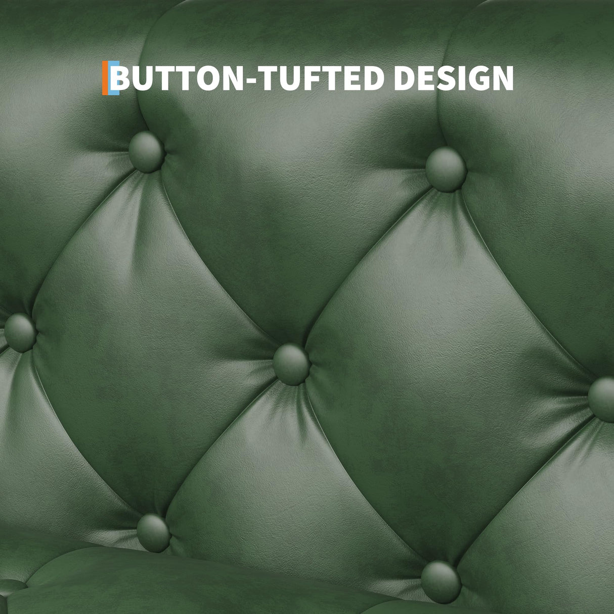 GarveeHome 81 in Leather Couch for Living Room, Modern Sofa Couch with Deep Seat and 2 Pillows, Handmade Button Tufted 3 Seater Sofa, Leather Sofa for Apartment, Office, Green GarveeHome