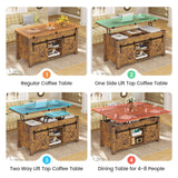 SEDETA Lift Top Coffee Table, 4 in 1 Convertible Coffee Tables with Storage and Hidden Compartment for Living Room, Farmhouse Coffee Table Converts to Dining Table, Dining Reception Room, Rustic Brown SEDETA