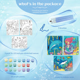 goldentime 3 Pack Kids Paint by Numbers Ages 4-8-12 Includes 8x10 inch Framed Canvas with 19 Acrylic Paints, 5 Brushes Fun and Easy Predrawn Canvas for Painting Kids goldentime