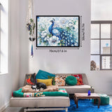 Blue Peacock Puzzles Flower Puzzle for Adults 1000 Pieces, Beautiful Bird Art Jigsaw Puzzles 1000 Pieces Nature Puzzle, Fantasy Green Peacock Painting Puzzle BBOLDIN