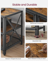 VASAGLE TV Stand, TV Console for TVs Up to 65 Inches, TV Table, 55.1 Inches Width, TV Cabinet with Storage Shelves, Steel Frame, for Living Room, Bedroom, Rustic Brown and Black ULTV094B01 VASAGLE