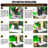 WOWACE 4"x4"(Actual 3.5"x3.5") Wet Concrete Foundation U-Shape Post Base Holder, for Fence, Deck, Gazebo and Other Post-Like Structure Pole Construction Ground Post Bracket Base (8pack-Dark Gray) WOWACE