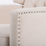 Push Back Recliner Chair,Easy Chairs for Small Spaces,Comfy Armchair,Reading Recliner Chairs for Adults,Living Room Accent Chair, Wingback and Rivets Design for Modern Recliner Chair(White) NITYASUNDARA