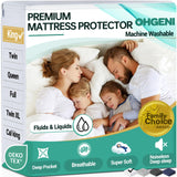 OhGeni 100% Waterproof Mattress Protector, King Size, Fitted Sheet with Deep Pockets, 6''-18'', Premium Noiseless Breathable Soft Material, Mattresses Cover for Bed OhGeni