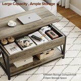 Memobarco Lift Top Coffee Table,Lift Coffee Tables with Storage Shelf and Large Hidden Compartment for Living Room,Lift Tabletop Dining Center Table for Small Space, Grey Memobarco