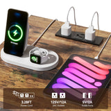 MXV Farmhouse Nightstands with Charging Station, End Tables Set of 2 with Barn Door, Sofa Side Table with Storage Space for Bedroom, Living Room (White) MXV